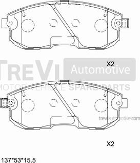 Trevi Automotive PF1396 - Тормозные колодки, дисковые, комплект www.autospares.lv