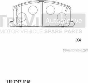 Trevi Automotive PF1350 - Bremžu uzliku kompl., Disku bremzes www.autospares.lv