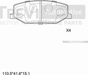 Trevi Automotive PF1358 - Brake Pad Set, disc brake www.autospares.lv