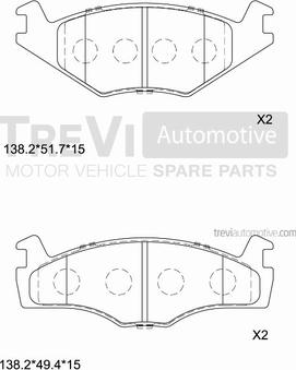 Trevi Automotive PF1357 - Brake Pad Set, disc brake www.autospares.lv