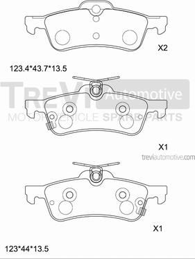 Trevi Automotive PF1364 - Тормозные колодки, дисковые, комплект www.autospares.lv