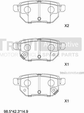 Trevi Automotive PF1365 - Brake Pad Set, disc brake www.autospares.lv