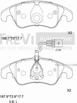 Trevi Automotive PF1366 - Тормозные колодки, дисковые, комплект www.autospares.lv