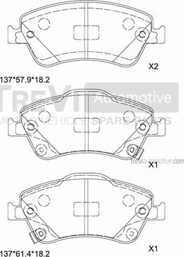 Trevi Automotive PF1368 - Brake Pad Set, disc brake www.autospares.lv