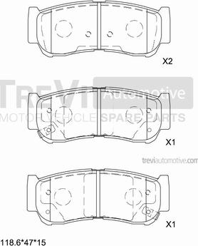 Trevi Automotive PF1309 - Brake Pad Set, disc brake www.autospares.lv