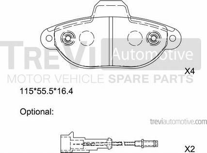 Trevi Automotive PF1319 - Bremžu uzliku kompl., Disku bremzes autospares.lv