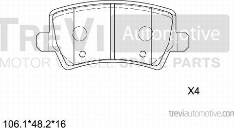 Trevi Automotive PF1311 - Тормозные колодки, дисковые, комплект www.autospares.lv