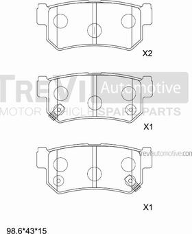 Trevi Automotive PF1318 - Тормозные колодки, дисковые, комплект www.autospares.lv