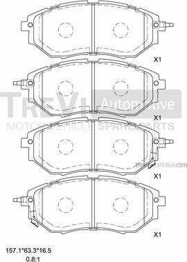 Trevi Automotive PF1339 - Bremžu uzliku kompl., Disku bremzes www.autospares.lv