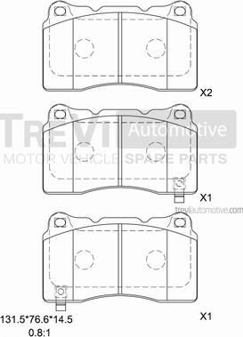 Trevi Automotive PF1330 - Bremžu uzliku kompl., Disku bremzes www.autospares.lv