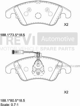 Trevi Automotive PF1338 - Bremžu uzliku kompl., Disku bremzes autospares.lv