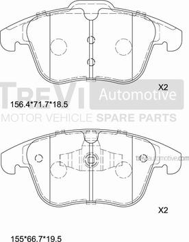 Trevi Automotive PF1332 - Тормозные колодки, дисковые, комплект www.autospares.lv