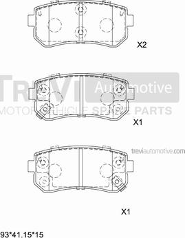 Trevi Automotive PF1329 - Bremžu uzliku kompl., Disku bremzes www.autospares.lv