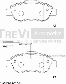 Trevi Automotive PF1320 - Тормозные колодки, дисковые, комплект www.autospares.lv