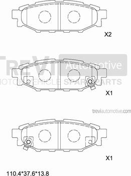 Trevi Automotive PF1322 - Bremžu uzliku kompl., Disku bremzes www.autospares.lv