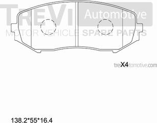 Trevi Automotive PF1378 - Тормозные колодки, дисковые, комплект www.autospares.lv