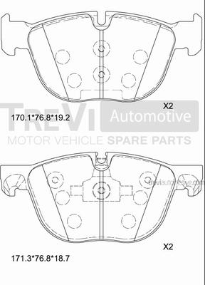 Trevi Automotive PF1373 - Тормозные колодки, дисковые, комплект www.autospares.lv