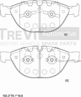 Trevi Automotive PF1297 - Bremžu uzliku kompl., Disku bremzes www.autospares.lv