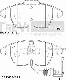 Trevi Automotive PF1242 - Bremžu uzliku kompl., Disku bremzes www.autospares.lv