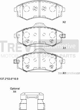 Trevi Automotive PF1247 - Bremžu uzliku kompl., Disku bremzes www.autospares.lv