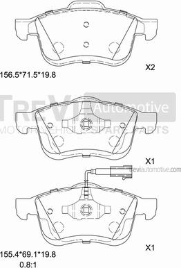 Trevi Automotive PF1266 - Bremžu uzliku kompl., Disku bremzes www.autospares.lv