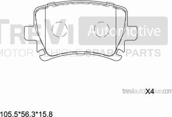 Trevi Automotive PF1203 - Тормозные колодки, дисковые, комплект www.autospares.lv