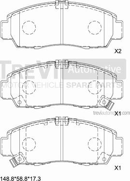 Trevi Automotive PF1219 - Тормозные колодки, дисковые, комплект www.autospares.lv