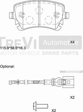 Trevi Automotive PF1213 - Bremžu uzliku kompl., Disku bremzes www.autospares.lv