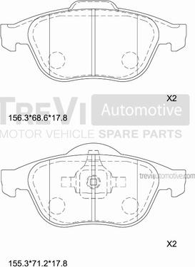 Trevi Automotive PF1288 - Bremžu uzliku kompl., Disku bremzes autospares.lv