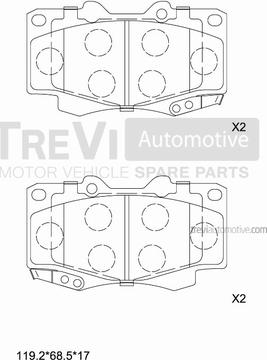 Trevi Automotive PF1283 - Brake Pad Set, disc brake www.autospares.lv