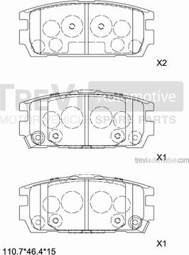 Trevi Automotive PF1282 - Bremžu uzliku kompl., Disku bremzes autospares.lv