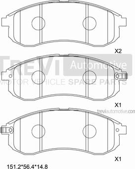 Trevi Automotive PF1230 - Bremžu uzliku kompl., Disku bremzes www.autospares.lv