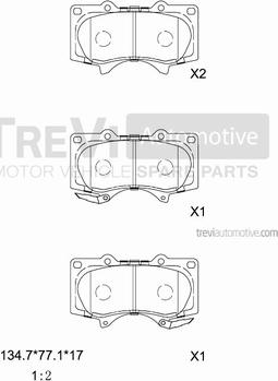 Trevi Automotive PF1227 - Bremžu uzliku kompl., Disku bremzes www.autospares.lv