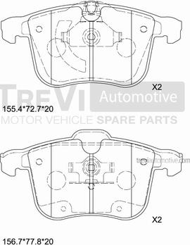 Trevi Automotive PF1278 - Bremžu uzliku kompl., Disku bremzes autospares.lv