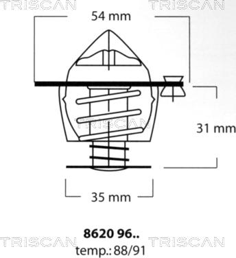 Triscan 8620 9691 - Термостат охлаждающей жидкости / корпус www.autospares.lv