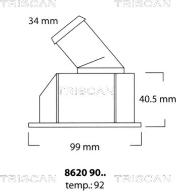 Triscan 8620 9092 - Термостат охлаждающей жидкости / корпус www.autospares.lv