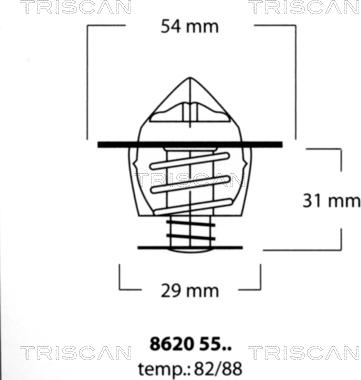 Triscan 8620 5582 - Термостат охлаждающей жидкости / корпус www.autospares.lv