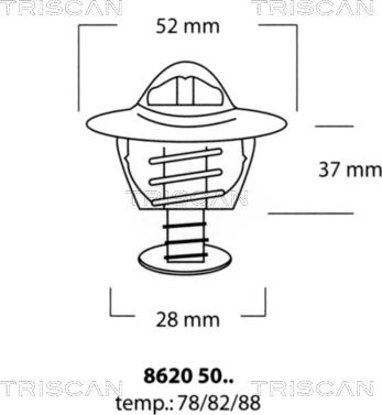 Triscan 8620 5088 - Термостат охлаждающей жидкости / корпус www.autospares.lv