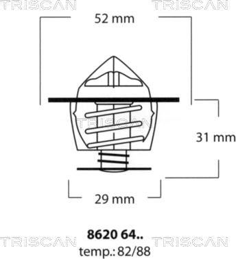 Triscan 8620 6482 - Термостат охлаждающей жидкости / корпус www.autospares.lv