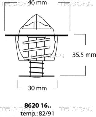 Triscan 8620 1691 - Termostats, Dzesēšanas šķidrums www.autospares.lv