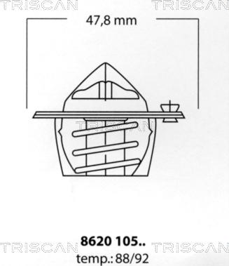 Triscan 8620 10588 - Термостат охлаждающей жидкости / корпус www.autospares.lv