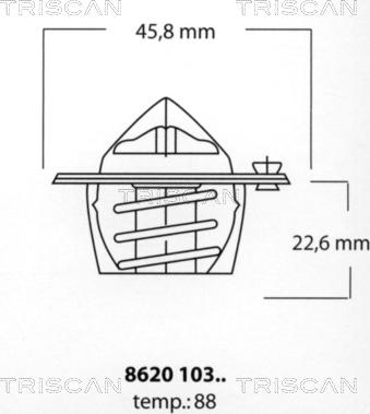 Triscan 8620 10388 - Термостат охлаждающей жидкости / корпус www.autospares.lv