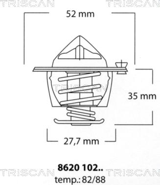 Triscan 8620 10288 - Termostats, Dzesēšanas šķidrums www.autospares.lv