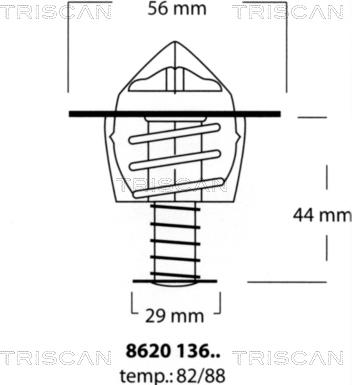 Triscan 8620 13688 - Термостат охлаждающей жидкости / корпус www.autospares.lv