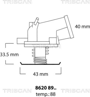 Triscan 8620 8988 - Термостат охлаждающей жидкости / корпус www.autospares.lv