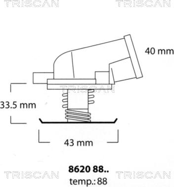 Triscan 8620 8888 - Термостат охлаждающей жидкости / корпус www.autospares.lv