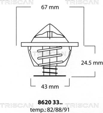 Triscan 8620 3391 - Термостат охлаждающей жидкости / корпус www.autospares.lv