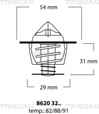 Triscan 8620 3291 - Термостат охлаждающей жидкости / корпус www.autospares.lv