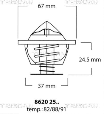 Triscan 8620 2591 - Термостат охлаждающей жидкости / корпус www.autospares.lv