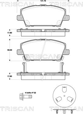 Triscan 8110 40013 - Bremžu uzliku kompl., Disku bremzes www.autospares.lv